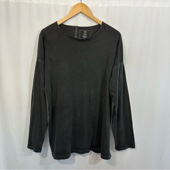 Free People Long Sleeve Cotton Relaxed Fit Top in Washed Black - Picture 3 of 11